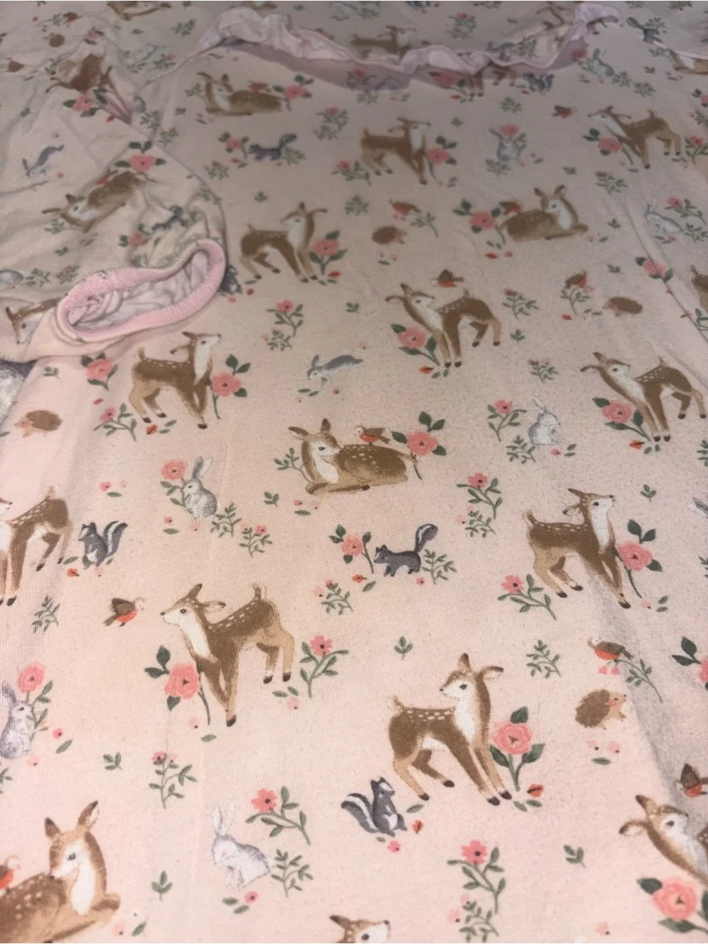 Angel Dear Long Sleeve Bamboo Light Pink Woodland Deer Floral Themed Gown 4T